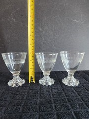 3 Vintage Anchor Hocking Berwick Pattern Footed Tumbler• Boopie Blank Cut Circle