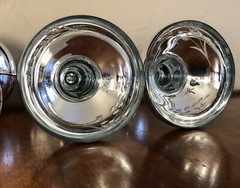 6 ANTIQUE MERCURY MIRROR GLASS ENGRAVED CHAMPAGNE WINE GOBLET GLASS WHEAT DECOR