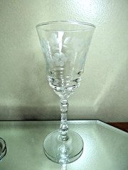 6- Rock Sharpe 3005-2 Etched Floral Water Goblets 1930-1940