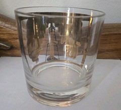 MCM Low Ball Black & Gold Gushing Oil Rig Derrick Glass