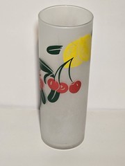Vintage 1960s Federal Glass Frosted Fruit Tom Collins Tall Glass Tumbler 6.75″