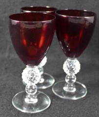 Morgantown Golf Ball Ruby Group of 3 Wine Glasses