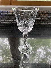BEAUTIFUL Bohemia Crystal Marquis Wine Glass W/Vertical Cuts & Knob Stem 7″H