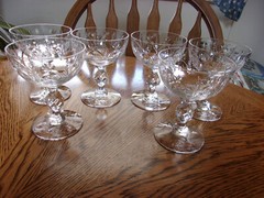 Champagne 4 5/8″ Morgantown Sherbet Cut Knob Stem 7689-3 Crystal – Set of 6