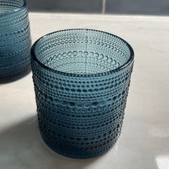 Set of 6 Fortessa Jupiter Cornflower Blue Beaded Hobnail 13oz Glasses