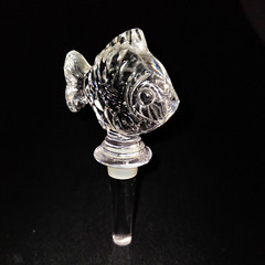 MIKASA NATURES CATCH WINE / BOTTLE STOPPER, Lead Crystal, 5 1/4′, GERMANY