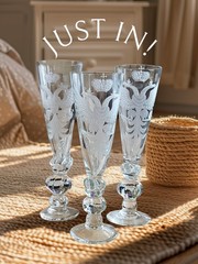 Russian Imperial crystal champagne flute or goblet set of 3