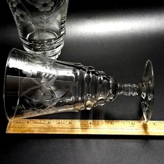 2 Rock Sharpe Floral Ice Tea Water Glasses 6.5″ botanical leaves vtg midcentury