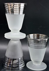 3- 1950s West Virginia Frostnip Platinum Band Glassware Small 3.5″