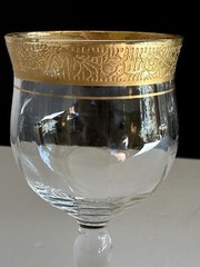 5 Ransgil Rambler Rose Optic Clear Cordial Wine Glasses 5.25″ Gold Rim
