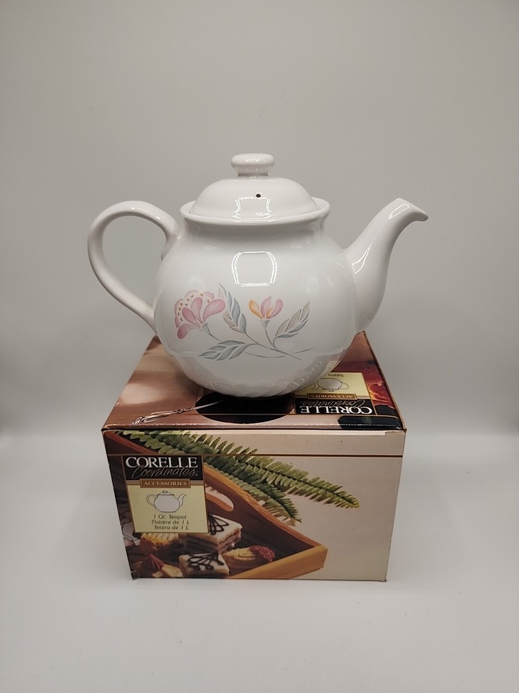 Corelle «Pink Trio» 6 5/8 Inch Stoneware Teapot-Bottom Swirl-Mint Condition