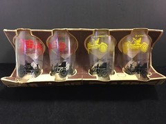 VTG FEDERAL Tumbler DRINKING GLASSES ANTIQUE CARS Set Of 4 NOS Cadillac~Maxwell
