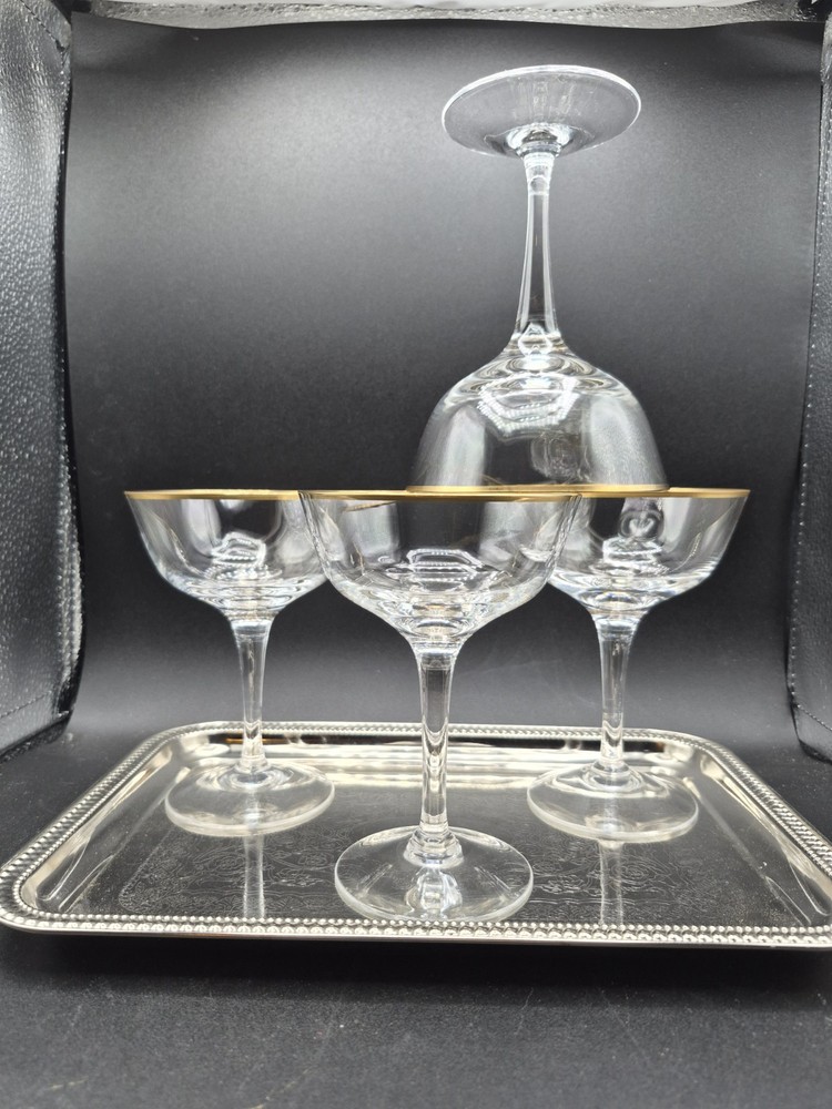 4-Vintage Crystal Noritake «Troy» Stemware Champagne Tall Sherbet 5 3/8” RARE EC