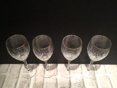 Set of 4 Rogaska Miller 8 1/4″ Inch Memoir Gold Trim Wine Glasses Signed