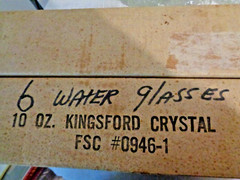 Vintage set of 6 Kingsford Crystal drinking Glass Tumblers w Silver Band 10 OZ