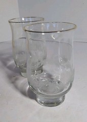 Libbey Winter Frosted Pine Cone Gold Rim Tumblers (2)