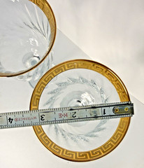 Wine Glasses Italian Gold Gilt Greek Key 7.5″ Crystalleria Fumo T Preziosi Set 2