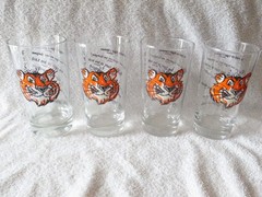 4 Vintage Esso Tiger Multilanguage 5.25″ Tumblers Glasses-Gasoline Advertising