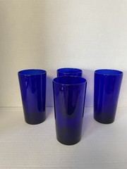 MCM Set of 4 Libbey FLARE COBALT BLUE 17.25 OZ Glass Tumbers