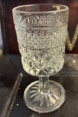 Set of 4 Wexford Anchor Hocking 4 1/2 Inch Wine Goblets Diamond Cut Stemmed