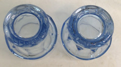(2) Vintage Cambridge Georgian Lt Blue 9 Oz Flat Tumblers Glass Tumblers 4” Tall