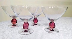 Set of 4 Schott-Zwiesel Conte Burgundy Champagne Tall Sherbet Glasses Excellent
