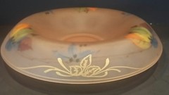 Rare Tiffin Glass Pink Satin Handpainted Compote Art Deco Back Painted & Gilded