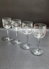 Glastonbury Lotus 66-2 Cordial Glasses, Clear Glass 4PC Etched Floral Dot & Swag