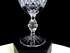 Kusak Brilliant Cut Crystal Cherry Diamond & Fan 2 pc 5″ Port Wine Glasses 1975-
