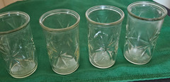 4 Vintage Ball / Anchor Hocking Starburst Juice Glasses / Jelly Jar Atomic MCM