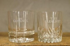 Variety Lot 2 The Glenlivet Clear Barware Rocks Glasses VonPok Cracked Ice Base