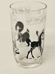 Vintage Kraft Children’s Swanky Swig Jelly Glass Black Pony Duck Rabbits EUC
