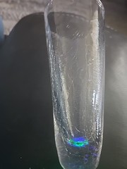 1 Glow GREEN Base Uranium Handblown 8.5″ X 3″ Pilsner Crackle Glass. NO chips