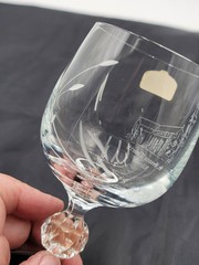 DUISKE Irish Hand Cut Wine Glasses Goblets w/Box Set of 2 Town Hall & St. Senans