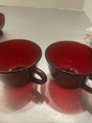 Royal Ruby Red Glass Tea or Punch Cups Set of 2 Vintage OU