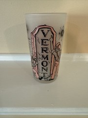 Vintage Vermont Souvenir Frosted Map Glass Tumbler 5.5” Mid-Century