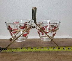 MCM Gay Fad Studios Double Ice Bucket Brass Caddy 22KT Gold Accent Bar Decor