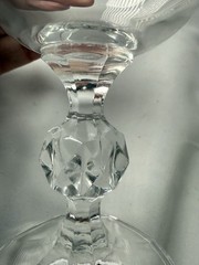 Vintage Bohemia Crystal Wine Goblets Faceted Claudia Set Of 2 Stemware 1970’s