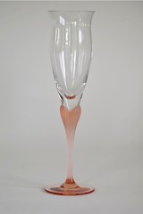 One 1980s Mikasa Sea Mist Coral Frosted Stem Champagne Flute Crystal W Germany