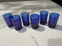 Bohemian Needle Echt Cobalt Blue 6 Juice/ Water Cups. Hard To Find.