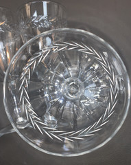 7 Vintage Seneca Laurel Leaf Wheel Cut Optic Wine Glass Flutes Beveled MINT