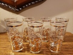 Culver Glasses – 22K MUSHROOM – Highball – Set of 7 – MCM -1950’s – 1960’s