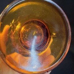 Indiana Glass Whitehall Amber Cubist Footed 6″ Tall Tumbler Vase Vtg MCM