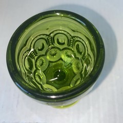 Vintage LE Smith Glass Green Goblet Moon & Star Trimold Base