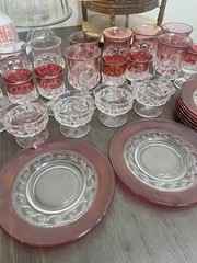 Kings Crown Ruby Red Flash Thumbprint Cranberry 27 Pc Set