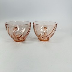 Vintage Arcoroc Pink Rosaline Swirl Pattern Teacups France Set of 2