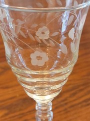 Vintage Libby Rock Sharpe Halifax Crystal Wine Glass 6.75″ Etched Floral, 1 Pc