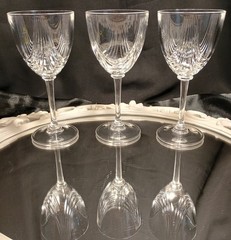3 RCR Royal Crystal Rock MAGNOLIA Swag Cut Fine Crystal Wine Goblets Glasses Set