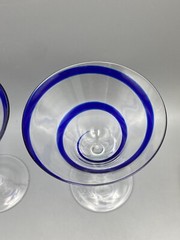 2x Pier 1 SWIRLINE Cobalt Blue Stemware Glass Cocktails Martini Art Glass Swirl