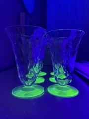 Vintage CONE SHAPED GREEN/URANIUM OPTIC FOOTED GLASS